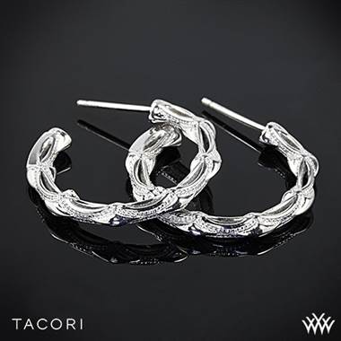 Tacori SE130 Classic Rock Small Hoop Earrings in Sterling Silver with 18K Yellow Gold Accents
