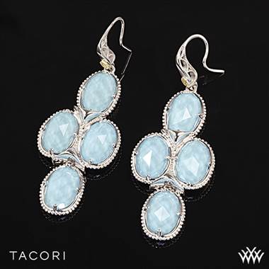 Tacori SE15305 Island Rains Clear Quartz over Neolite Turquoise Chandelier Earrings in Sterling Silver with 18K Yellow Gold Accents