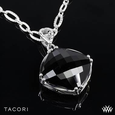 Tacori SN12819 Classic Rock Black Onyx Pendant in Sterling Silver with 18k Yellow Gold Accents with 18" Tacori Chain