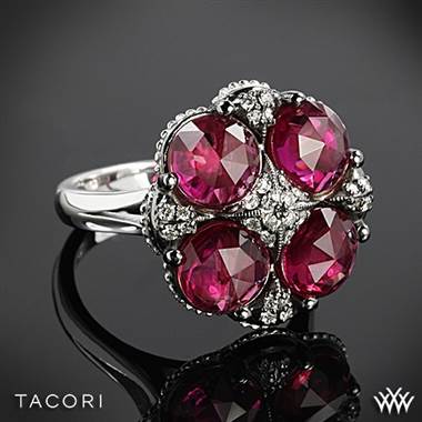 Tacori SR15334 City Lights Clear Quartz over Ruby Red Quartz Ring in Sterling Silver with 18k Yellow Gold Accents