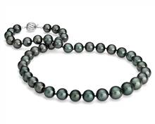Tahitian Cultured Pearl Strand Necklace In 18k White Gold (8.0-10.5mm) | Blue Nile