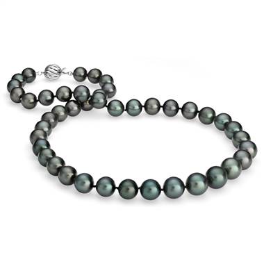"Tahitian Cultured Pearl Strand Necklace in 18k White Gold  (9.0-11.5mm)"