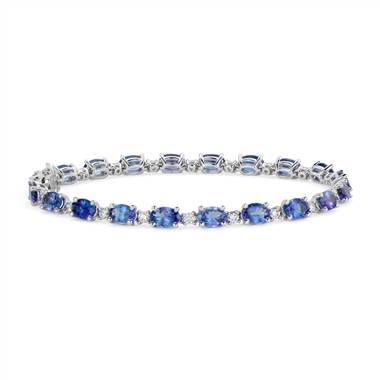 Tanzanite and Diamond Bracelet in 14k White Gold (6x4mm)