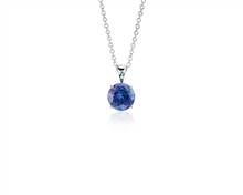 Tanzanite Solitaire Pendant Necklace In 14k White Gold (7mm) | Blue Nile