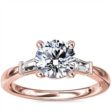 Tapered Baguette Diamond Engagement Ring in 14k Rose Gold (1/6 ct. tw.)