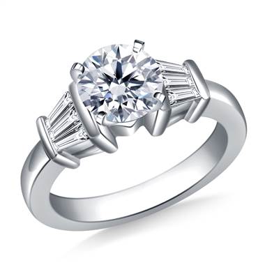 Tapered Baguette Diamond Engagement Ring in 14K White Gold (1/2 cttw.)