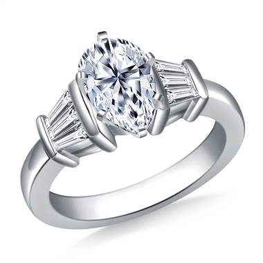 Tapered Baguette Diamond Engagement Ring in Platinum (1/2 cttw.)