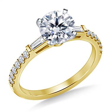 Tapered Baguette Engagement Ring with Accent Diamonds in 14K Yellow Gold (1/3 cttw.)