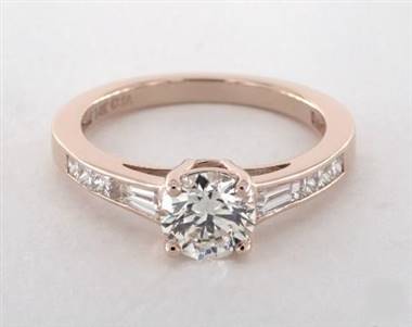 Tapered Baguette Princess Channel Engagement Ring in 14K Rose Gold 2.70mm Width Band (Setting Price)