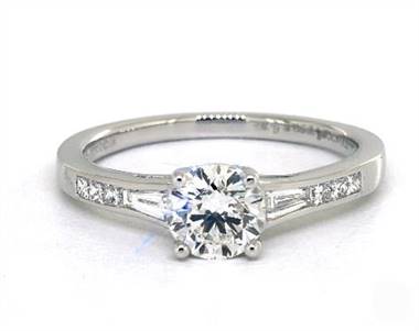 Tapered Baguette Princess Channel Engagement Ring in 14K White Gold 2.70mm Width Band (Setting Price)