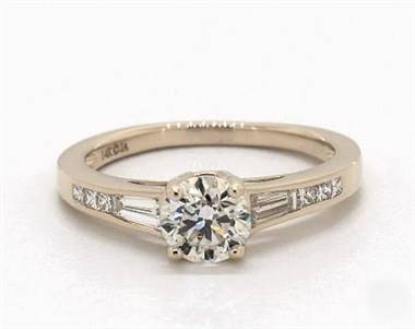 Tapered Baguette Princess Channel Engagement Ring in 14K Yellow Gold 2.70mm Width Band (Setting Price)