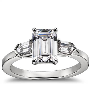 Tapered Bullet Diamond Engagement Ring in Platinum