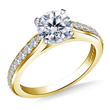 Tapered Cathedral Diamond Ring in 18K Yellow Gold (1/3 cttw.)