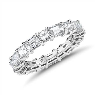 The Gallery Collection Emerald and Asscher Shape Diamond Eternity Ring in Platinum (4 ct. tw.)