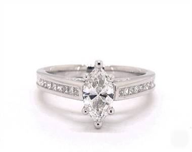 Thin Princess-Channel .6ctw Engagement Ring in 14K White Gold 2.50mm Width Band (Setting Price)