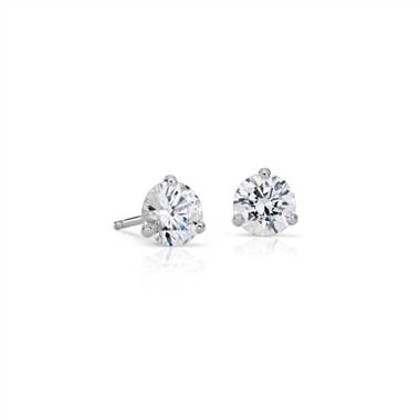 Three-Prong Martini Earrings in 14k White Gold