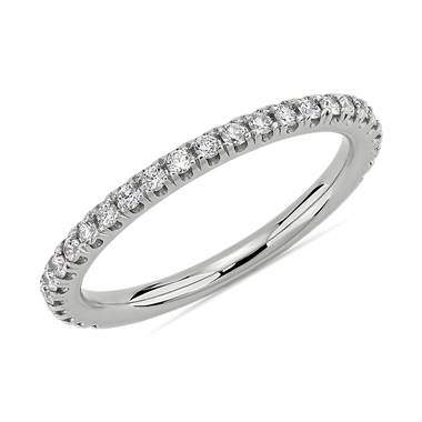 Three Quarter Pave Diamond Wedding Ring in 14k White Gold (1/4 ct. tw.)