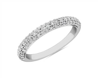 Three Row Dome Pave Anniversary Ring In Platinum (1/2 ct. tw.)