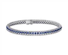 Three-Row Sapphire and Diamond Bracelet In 14k White Gold (1.9mm) | Blue Nile