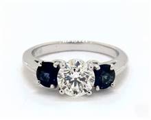 Three Stone Blue Sapphire .8ctw Engagement Ring in 14K White Gold 2.20mm Width Band (Setting Price) | James Allen