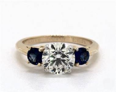 Three Stone Blue Sapphire .8ctw Engagement Ring in 14K Yellow Gold 2.20mm Width Band (Setting Price)