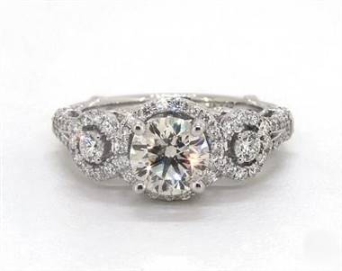 Three Stone Decorative Engagement Ring in Platinum 5.70mm Width Band (Setting Price)