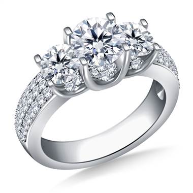 Three Stone Diamond Engagement Ring In 14K White Gold (1 3/8 cttw.)