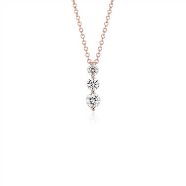 Three-Stone Drop Diamond Pendant in 18k Rose Gold (1/2 ct. tw.)