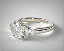 Three Stone Half Moon Diamond Engagement Ring in 18K White Gold 2.00mm Width Band (Setting Price) | James Allen