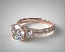 Three Stone Knife-Edge Pave Engagement Ring in 14K Rose Gold 2.00mm Width Band (Setting Price) | James Allen