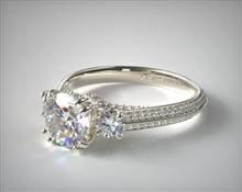 Three Stone Knife-Edge Pave Engagement Ring in Platinum 2.00mm Width Band (Setting Price) | James Allen