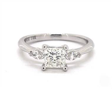 Three-Stone Marquise Diamond Engagement Ring in 14K White Gold 4mm Width Band (Setting Price)