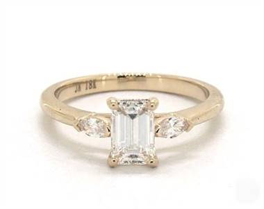 Three-Stone Marquise Diamond Engagement Ring in 14K Yellow Gold 4mm Width Band (Setting Price)