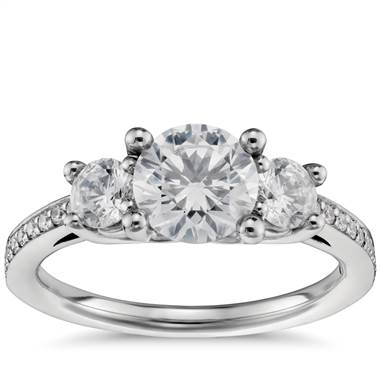 Three Stone Pave Diamond Engagement Ring in Platinum (2/3 ct. tw.)