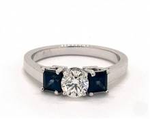 Three Stone Princess-Sapphire .9ctw Engagement Ring in 18K White Gold 2.20mm Width Band (Setting Price) | James Allen
