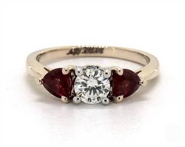 Three-Stone Trillion-Ruby .72ctw Engagement Ring in 14K Yellow Gold 2.20mm Width Band (Setting Price)