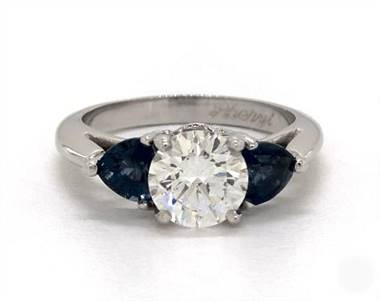 Three Stone Trillion Shaped Sapphire Engagement Ring in 14K White Gold 2.20mm Width Band (Setting Price)