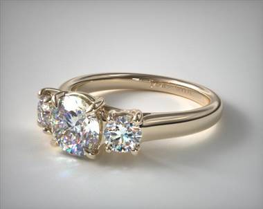 Three Stone Wire Basket .50ctw Engagement Ring in 18K Yellow Gold 4mm Width Band (Setting Price)