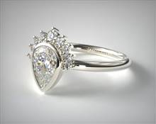 Tiara Crown Bezel-Pear Engagement Ring in 18K White Gold 2.00mm Width Band (Setting Price) | James Allen