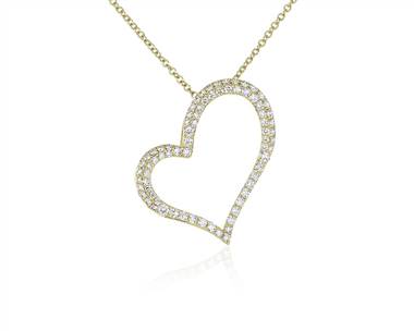 Tilted Diamond Heart Pendant Necklace In 14k Yellow Gold (2/3 ct. tw.)