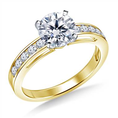 Timeless Channel Set Round Diamond Engagement Ring in 18K Yellow Gold (1/5 cttw.)