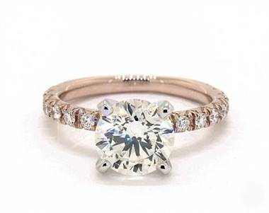 Timeless French Pave .32ctw Engagement Ring in 14K Rose Gold 2.10mm Width Band (Setting Price)