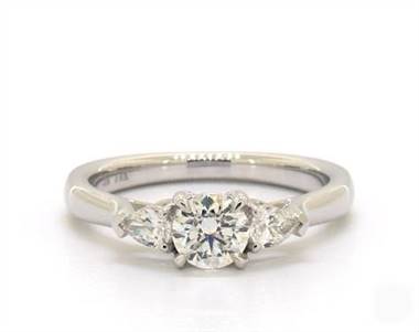 Timeless Pear Side Stone Engagement Ring in 14K White Gold 4mm Width Band (Setting Price)