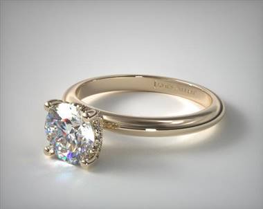 Timeless Solitaire, Adorned Basket Engagement Ring in 18K Yellow Gold 2.00mm Width Band (Setting Price)