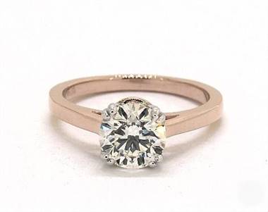 Timeless Solitaire, Double-Claw Engagement Ring in 14K Rose Gold 4mm Width Band (Setting Price)