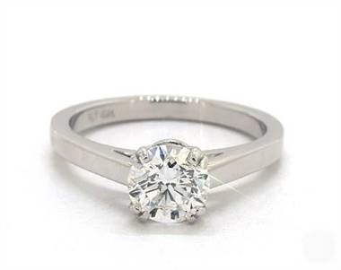 Timeless Solitaire, Double-Claw Engagement Ring in 14K White Gold 4mm Width Band (Setting Price)
