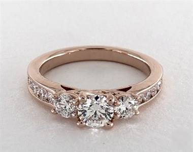 Tornado Basket 3-Stone Channel Engagement Ring in 14K Rose Gold 2.50mm Width Band (Setting Price)