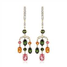 Tourmaline and Citrine Diamond Chandelier Earrings in 14k Yellow Gold | Blue Nile