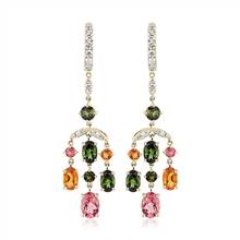 Tourmaline and Citrine Diamond Chandelier Earrings in 14k Yellow Gold | Blue Nile