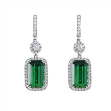 Tourmaline and Diamond Drop Earrings in 18k White Gold (15x9 mm) | Blue Nile